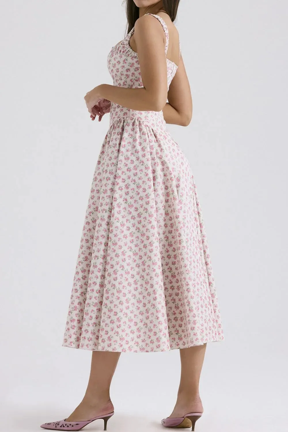 Floral Square Neck Wide Strap Midi Dress sold by Gigi Laurent product image thumbnail 5