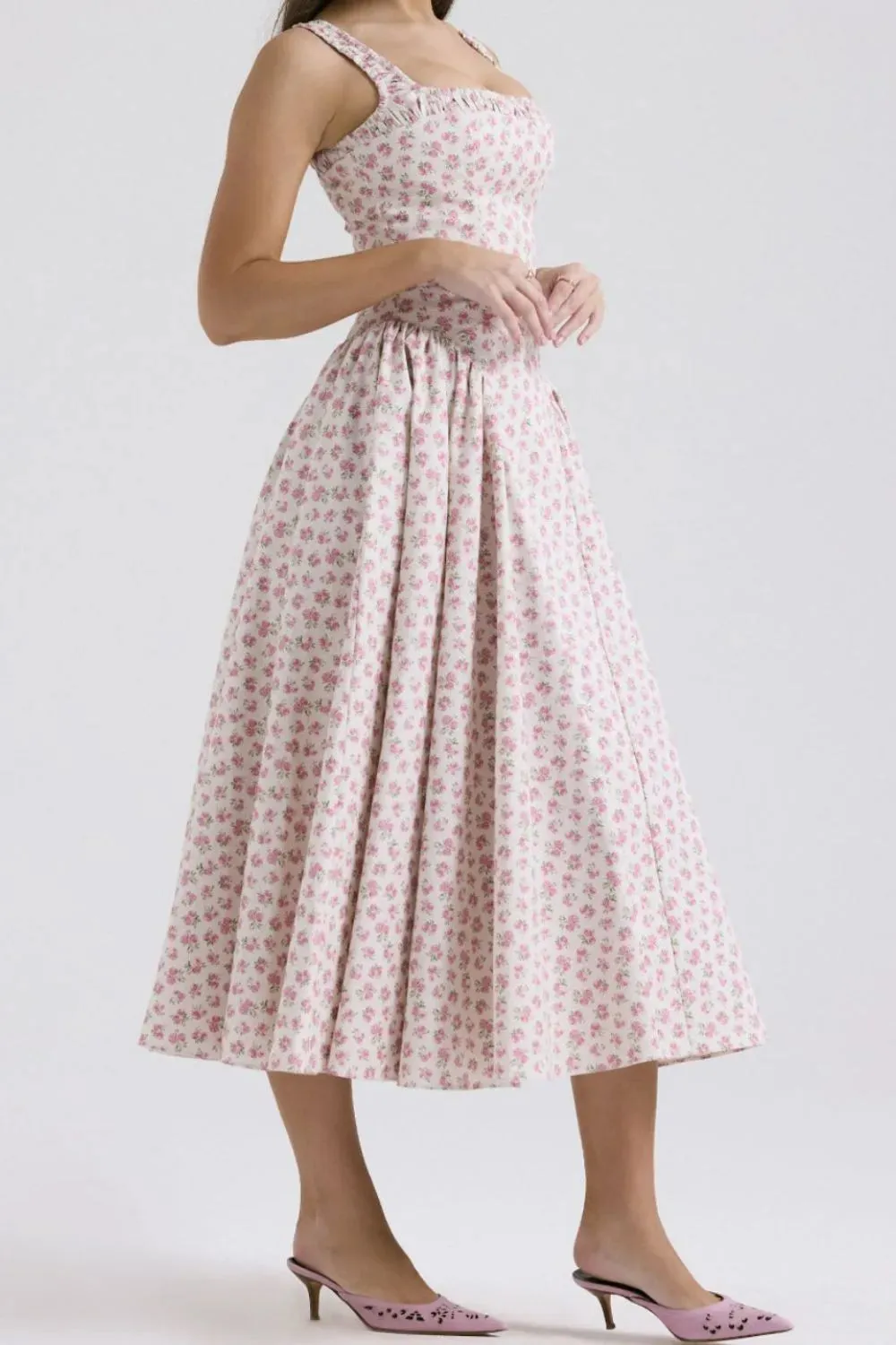 Floral Square Neck Wide Strap Midi Dress sold by Gigi Laurent product image thumbnail 3