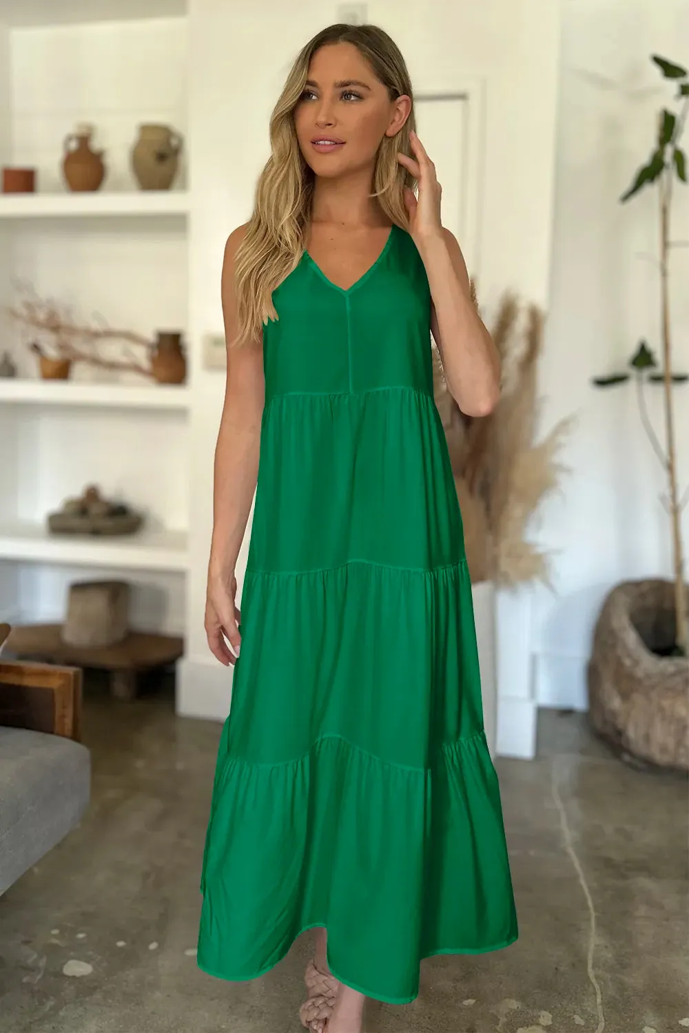 FAM-FAM V-Neck Sleeveless Midi Tiered Dress sold by Gigi Laurent