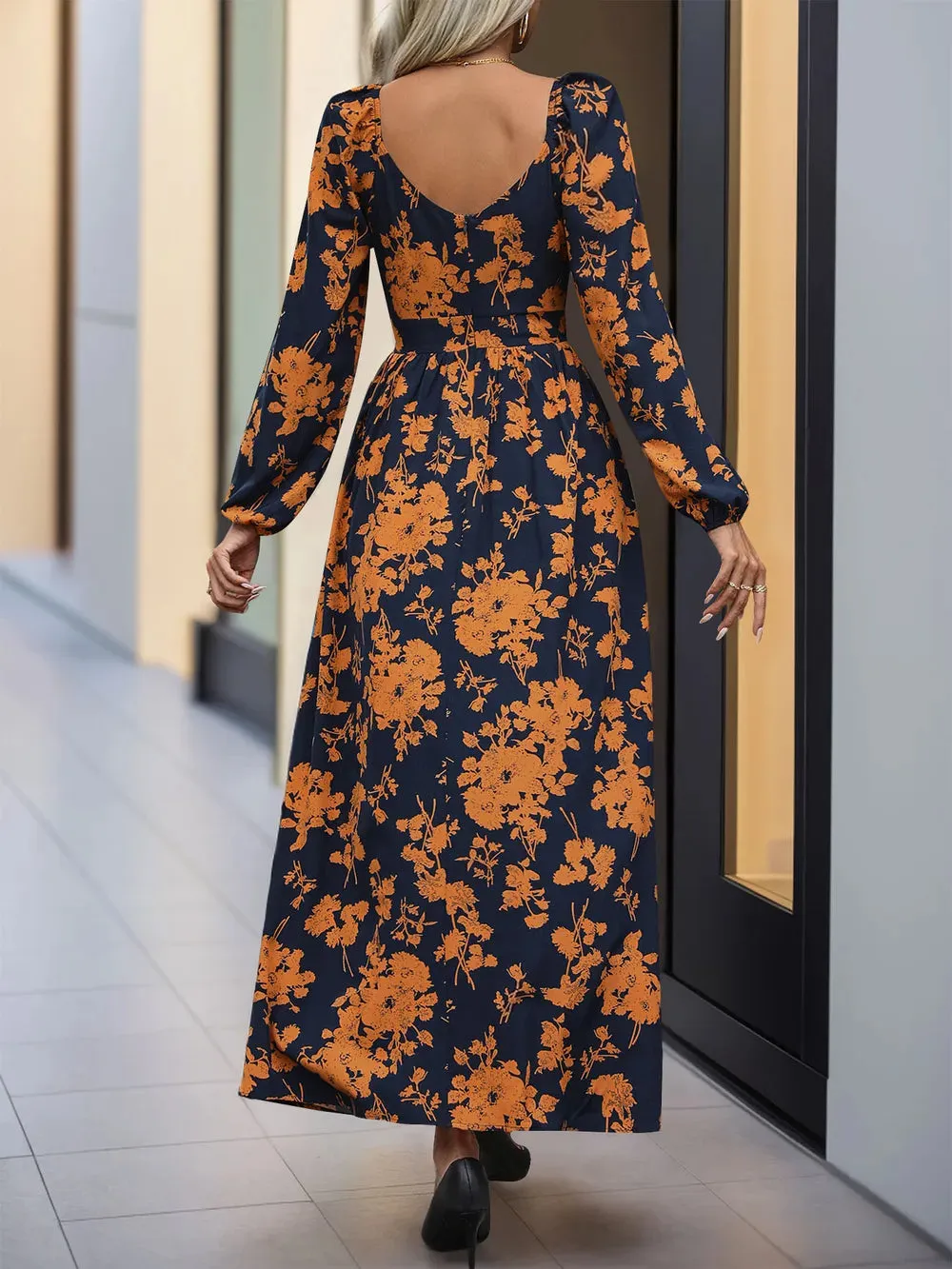 Perfee Split Printed Surplice Long Sleeve Midi Dress sold by Gigi Laurent product image thumbnail 2