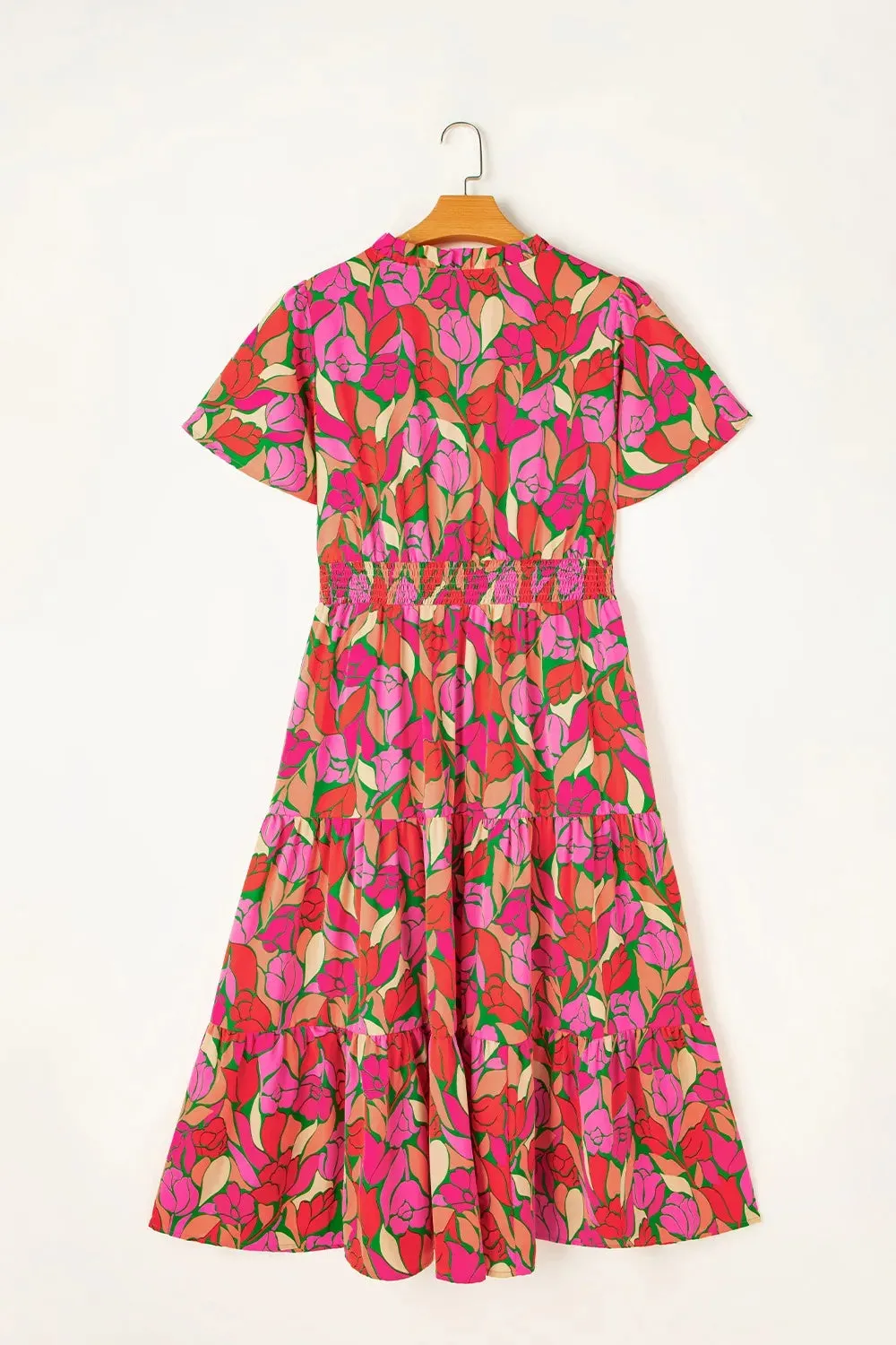Frill Printed Notched Short Sleeve Midi Dress sold by Gigi Laurent product image thumbnail 3