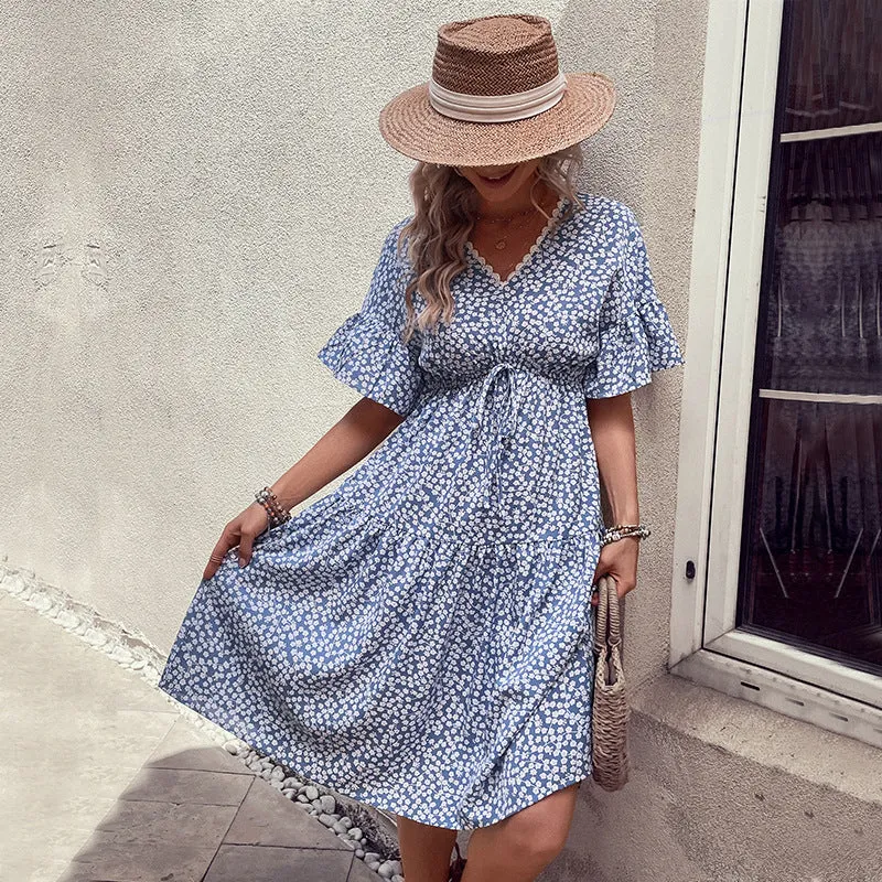 Perfee Floral Flounce Sleeve V-Neck Dress sold by Gigi Laurent product image thumbnail 4