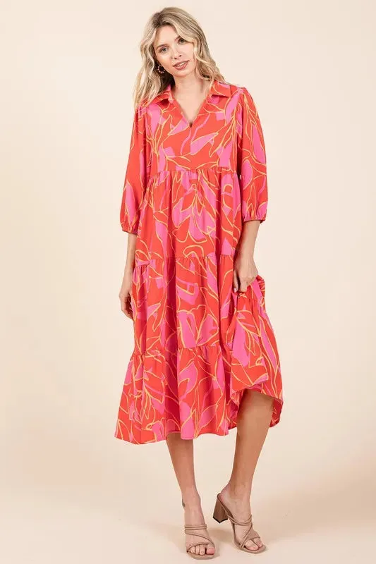 Mittoshop Tiered Printed Collared Neck Midi Dress sold by Gigi Laurent