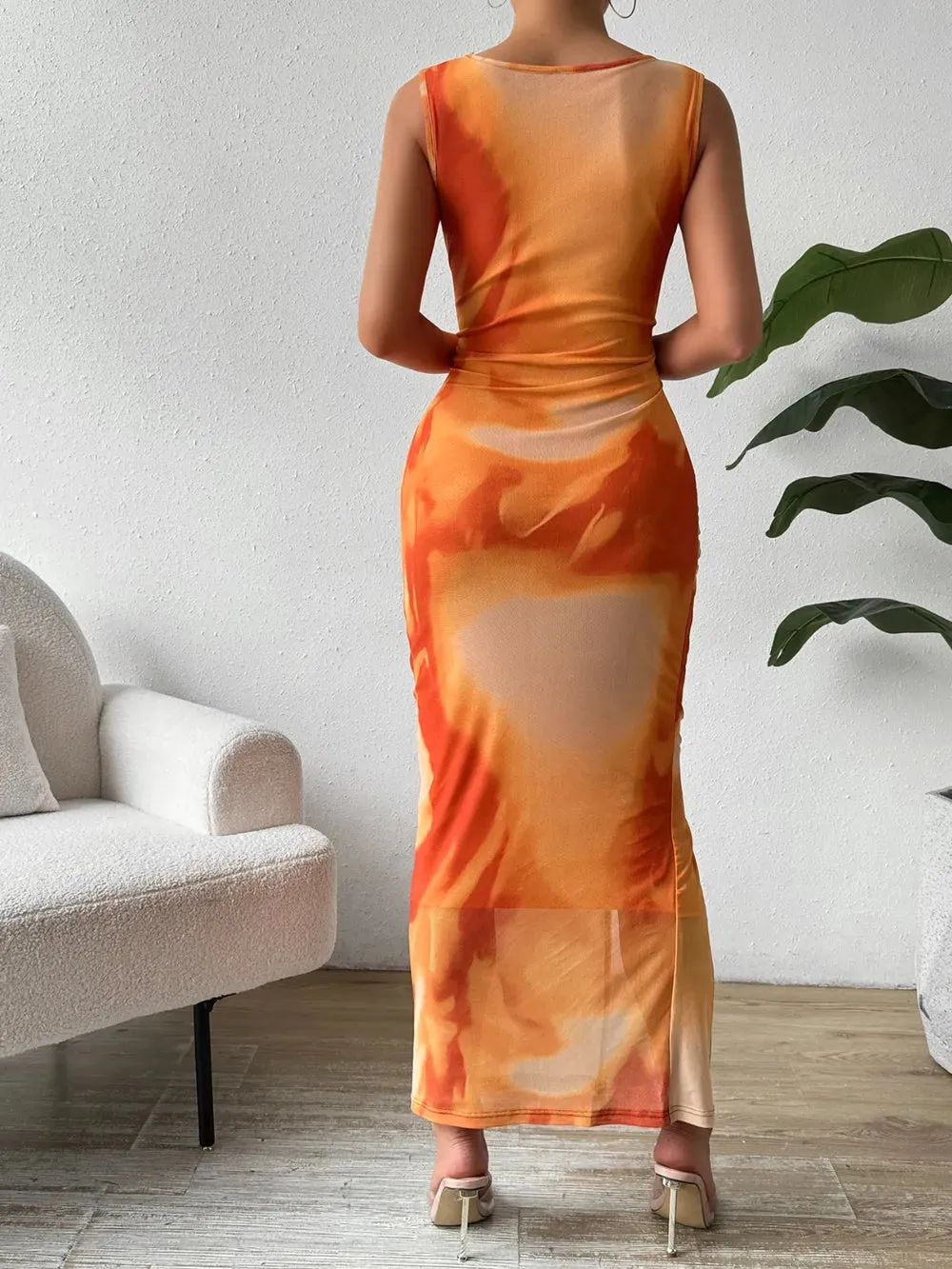 Honey Slit Round Neck Midi Tank Dress sold by Gigi Laurent product image thumbnail 4