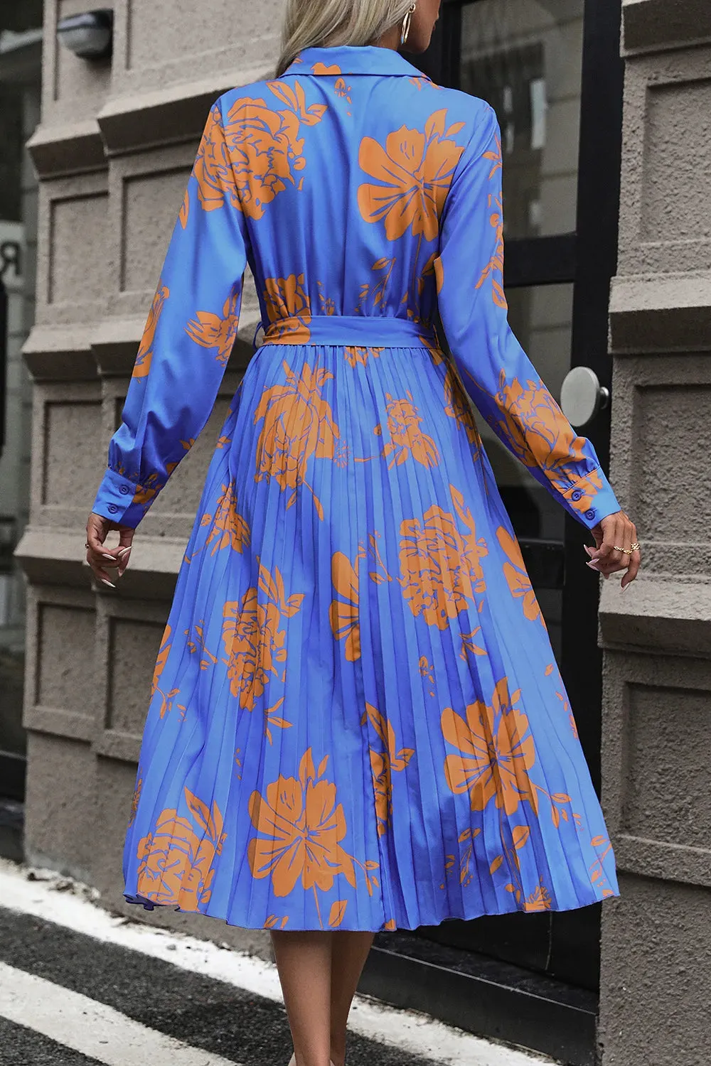 Perfee Floral Pleated Surplice Long Sleeve Midi Dress sold by Gigi Laurent product image thumbnail 2