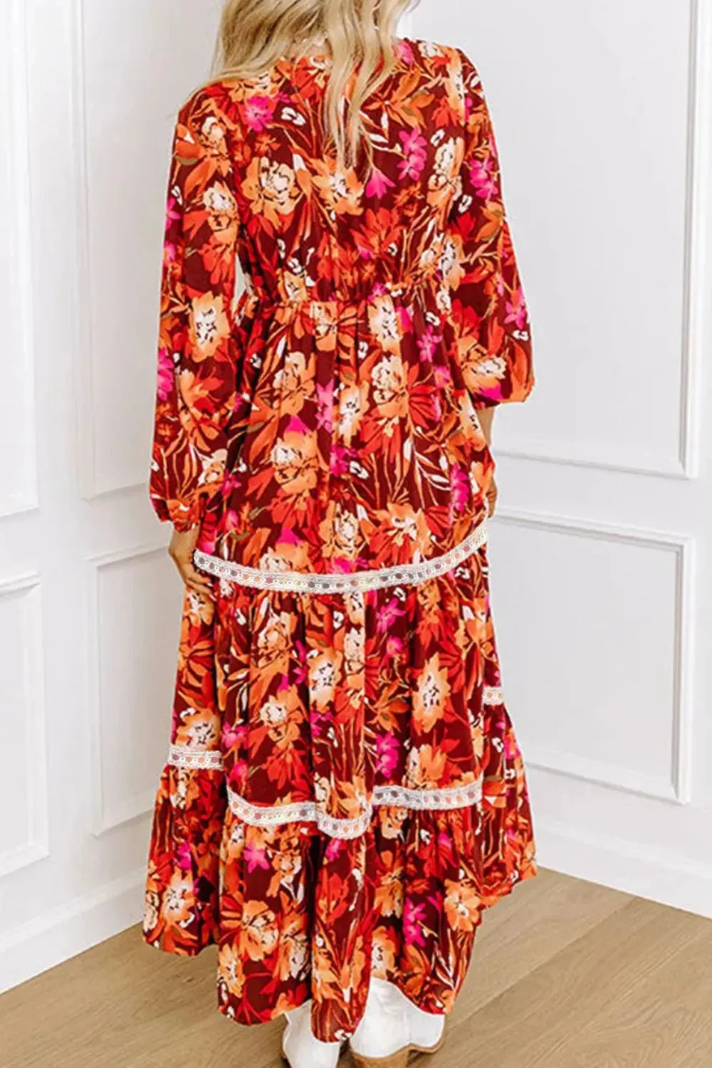 Printed V-Neck Long Sleeve Midi Dress sold by Gigi Laurent product image thumbnail 3
