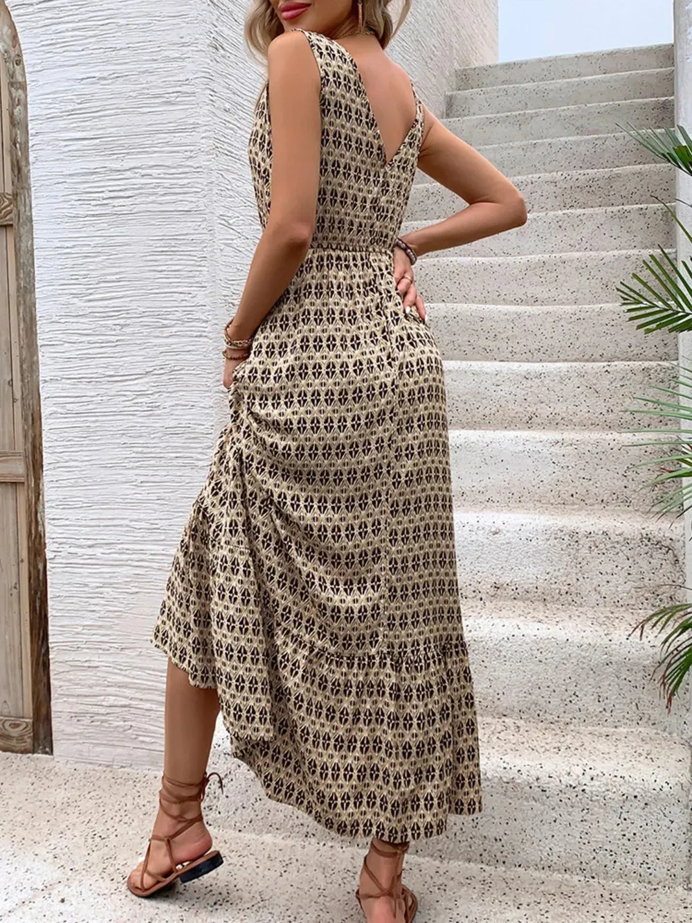 Perfee Printed V-Neck Tie Waist Midi Dress sold by Gigi Laurent product image thumbnail 2