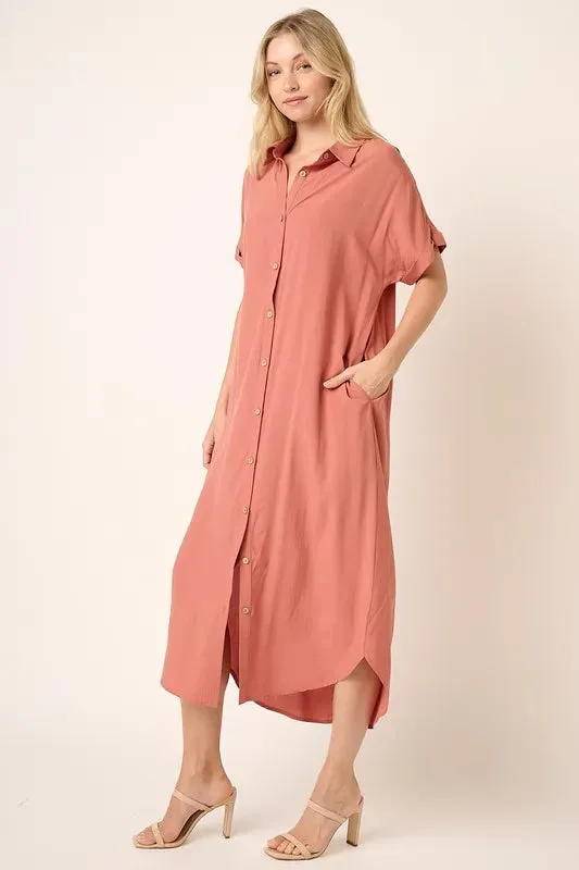 Mittoshop Collared Neck Dolman Short Sleeve Midi Shirt Dress sold by Gigi Laurent product image thumbnail 3