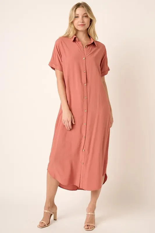 Mittoshop Collared Neck Dolman Short Sleeve Midi Shirt Dress sold by Gigi Laurent