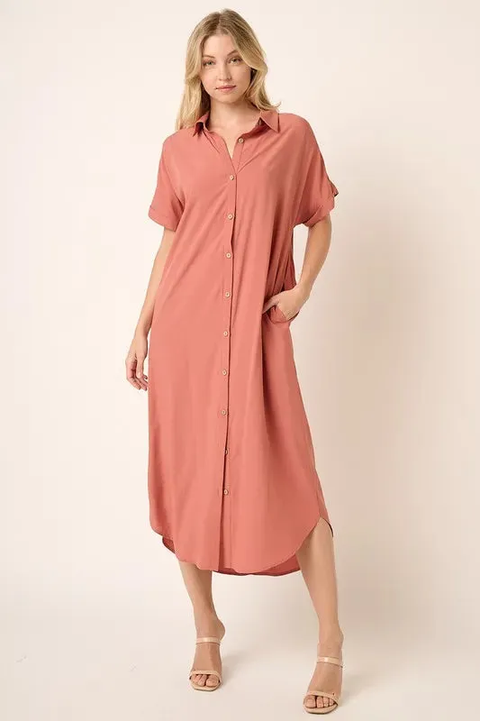 Mittoshop Collared Neck Dolman Short Sleeve Midi Shirt Dress sold by Gigi Laurent product image thumbnail 4