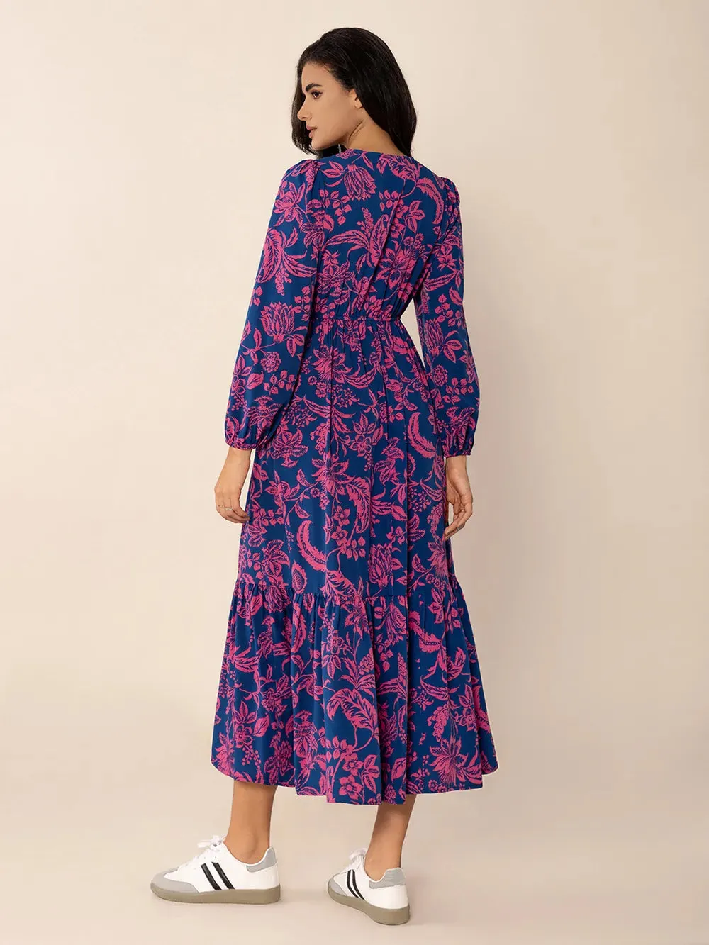 Printed V-Neck Long Sleeve Midi Dress sold by Gigi Laurent product image thumbnail 2
