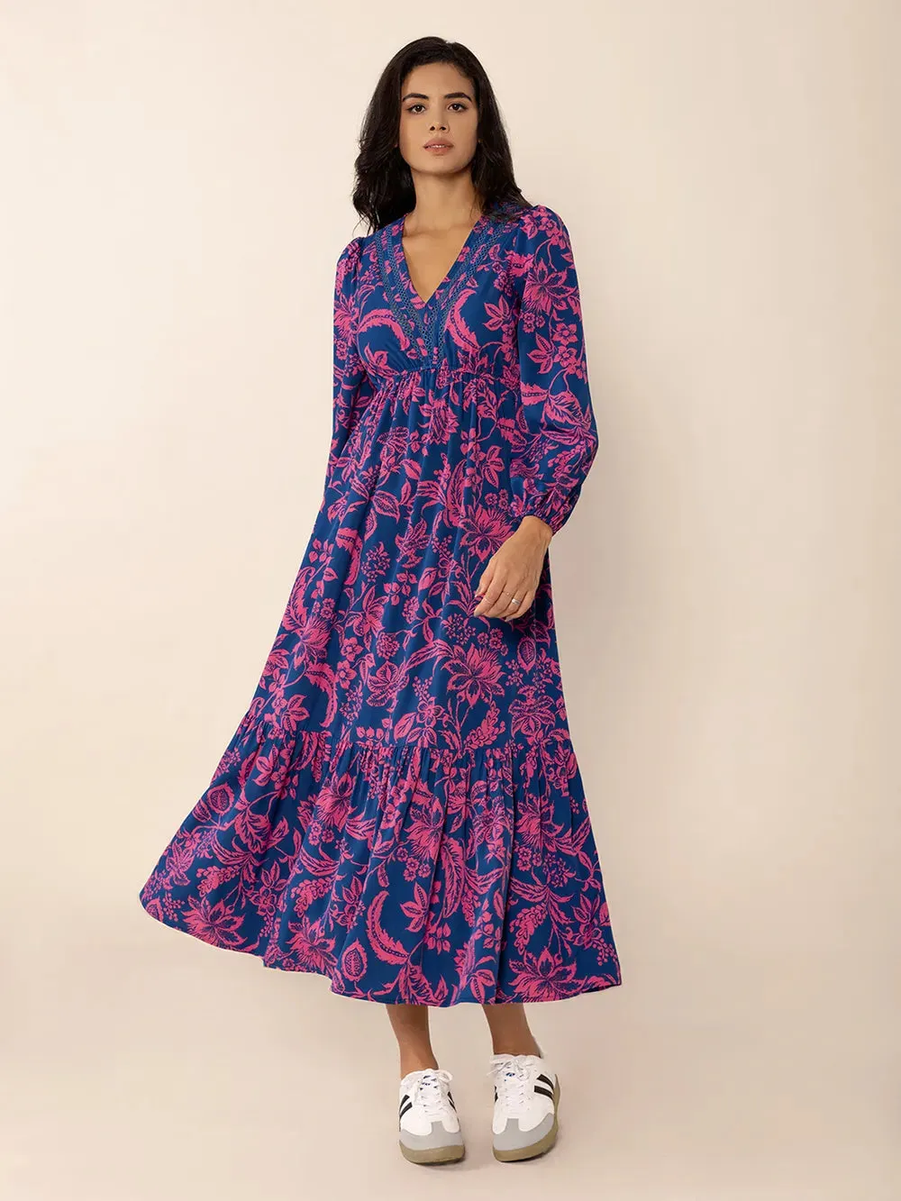Printed V-Neck Long Sleeve Midi Dress sold by Gigi Laurent product image thumbnail 4