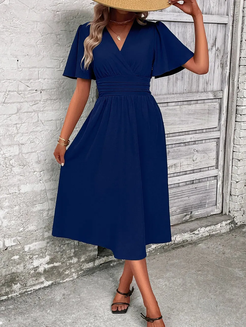 Surplice Flutter Sleeve Midi Dress sold by Gigi Laurent product image thumbnail 5