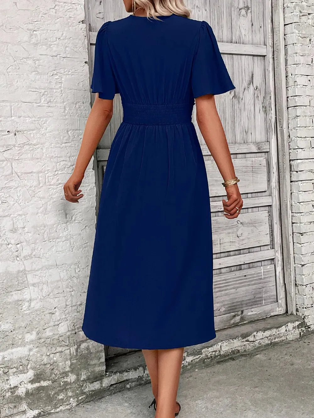 Surplice Flutter Sleeve Midi Dress sold by Gigi Laurent product image thumbnail 2