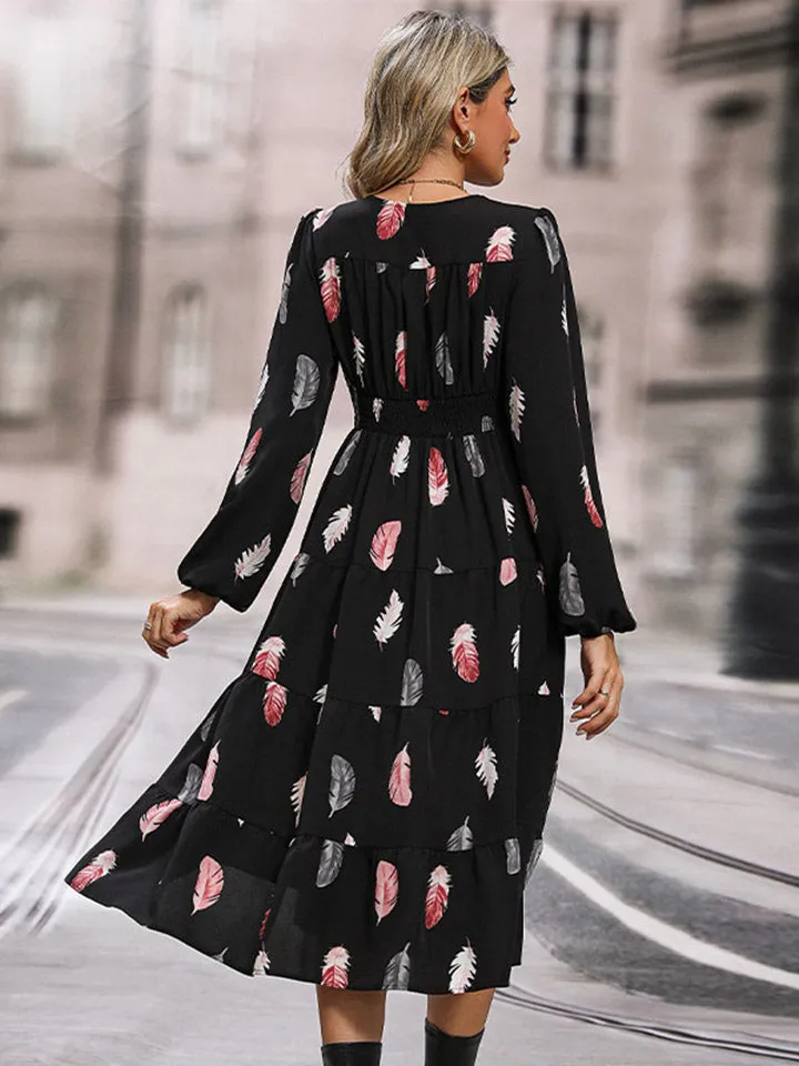 Perfee Printed V-Neck Slit Dress sold by Gigi Laurent product image thumbnail 2