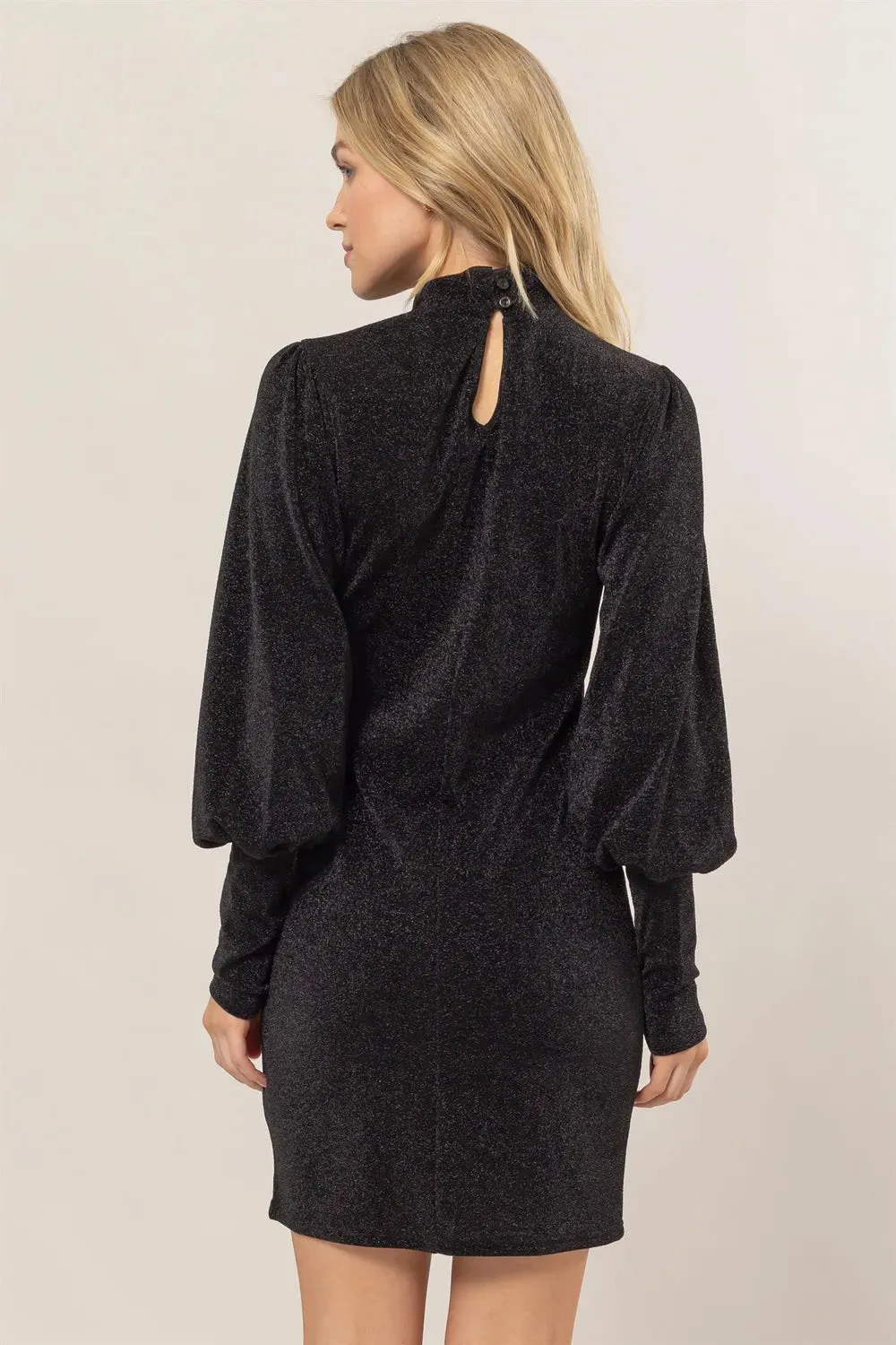 HYFVE Glitter Mock Neck Long Sleeve Mini Dress sold by Gigi Laurent product image thumbnail 2