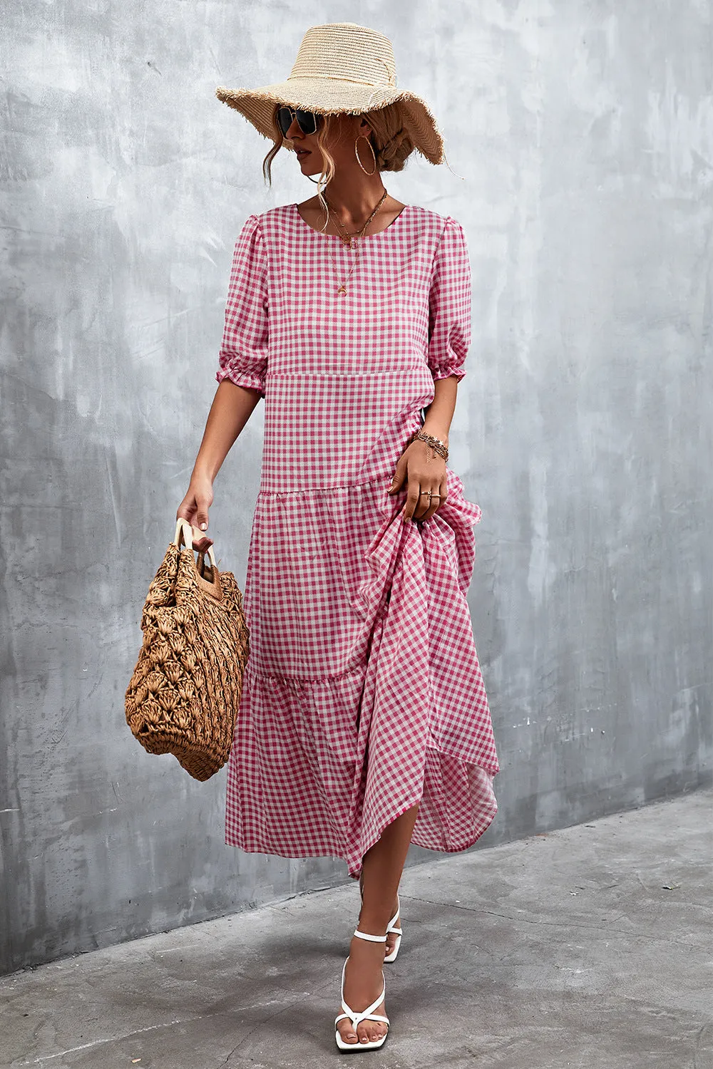 Printed Flounce Sleeve Tiered Dress sold by Gigi Laurent product image thumbnail 3