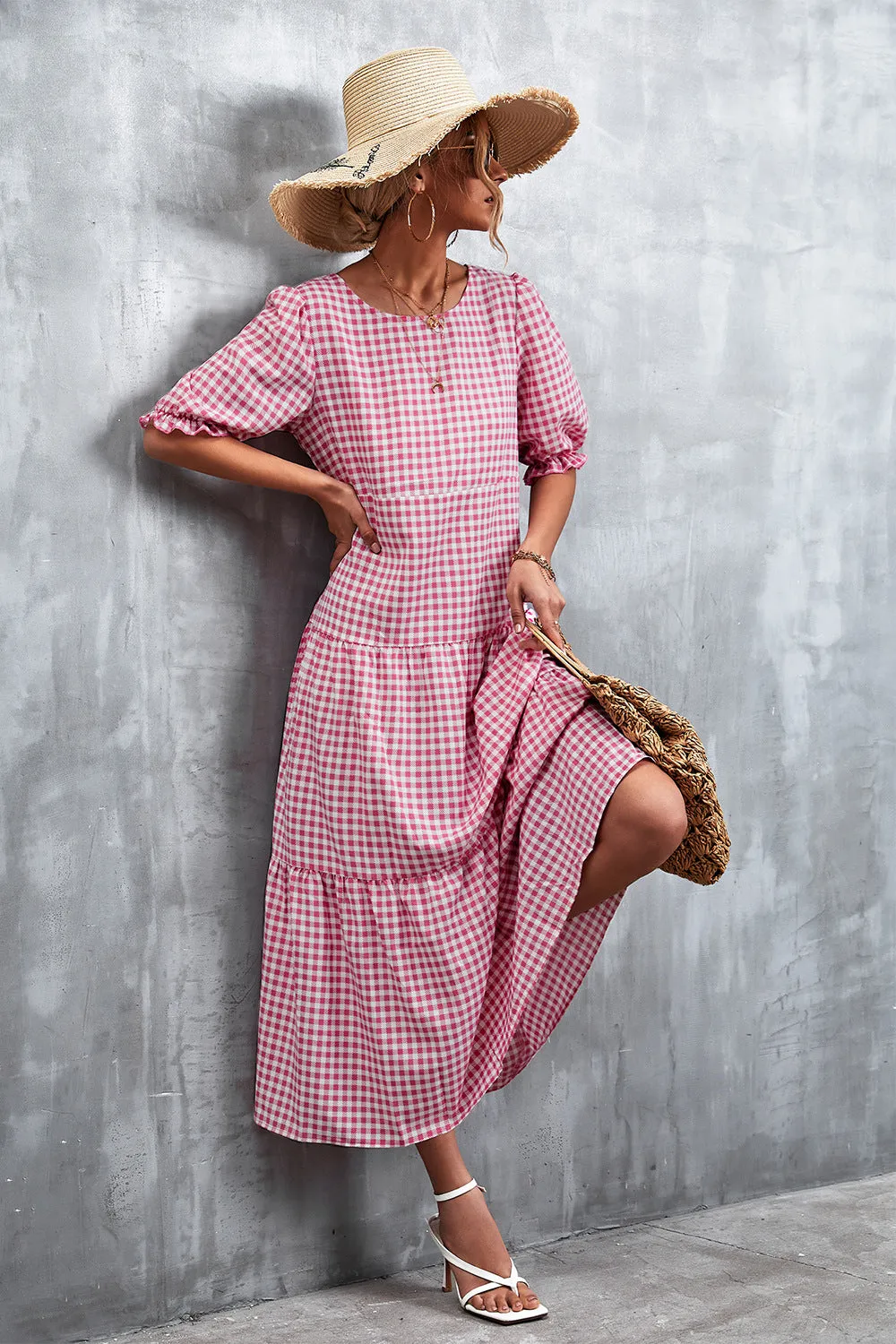 Printed Flounce Sleeve Tiered Dress sold by Gigi Laurent product image thumbnail 4