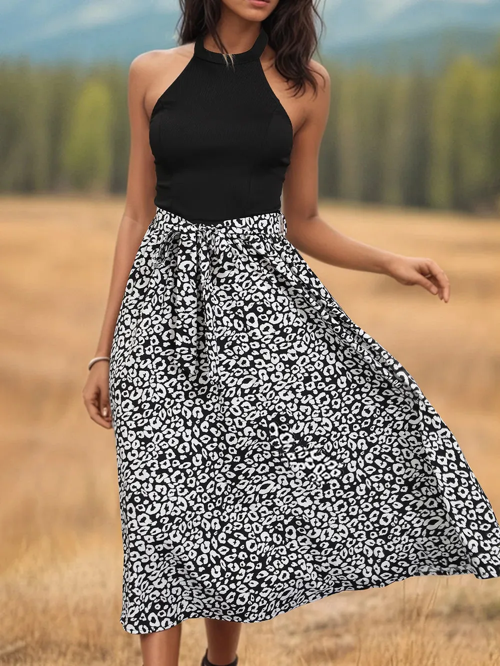 Perfee Leopard Halter Neck Midi Dress sold by Gigi Laurent product image thumbnail 4