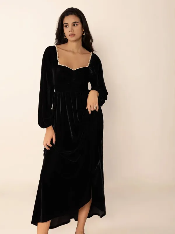 Sweetheart Neck Long Sleeve Midi Dress sold by Gigi Laurent