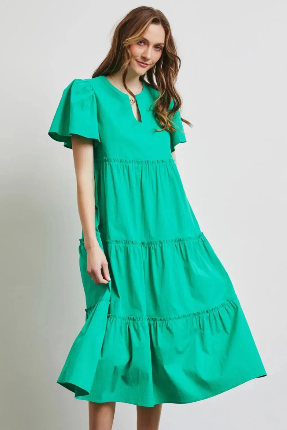 HEYSON Full Size Cotton Poplin Ruffled Tiered Midi Dress sold by Gigi Laurent