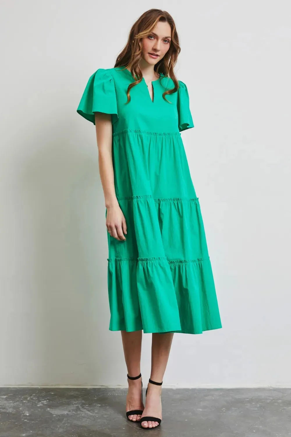 HEYSON Full Size Cotton Poplin Ruffled Tiered Midi Dress sold by Gigi Laurent product image thumbnail 4
