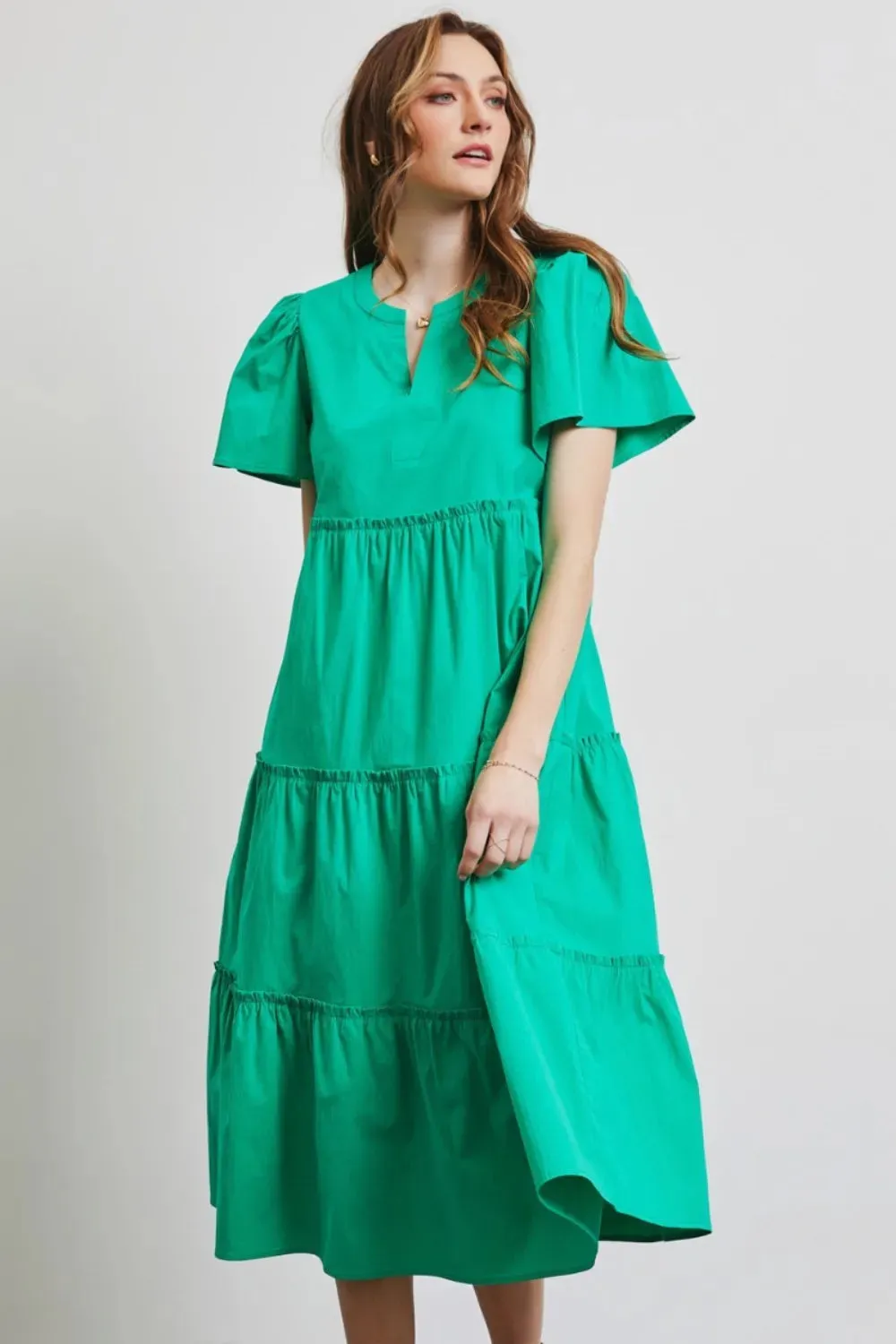 HEYSON Full Size Cotton Poplin Ruffled Tiered Midi Dress sold by Gigi Laurent product image thumbnail 5