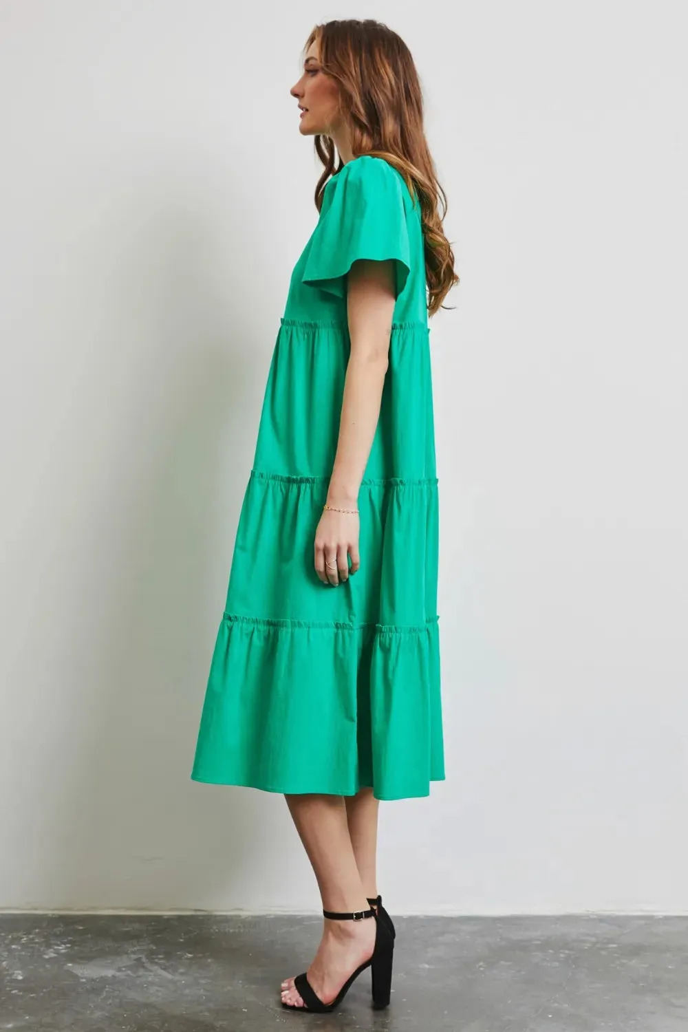 HEYSON Full Size Cotton Poplin Ruffled Tiered Midi Dress sold by Gigi Laurent product image thumbnail 3