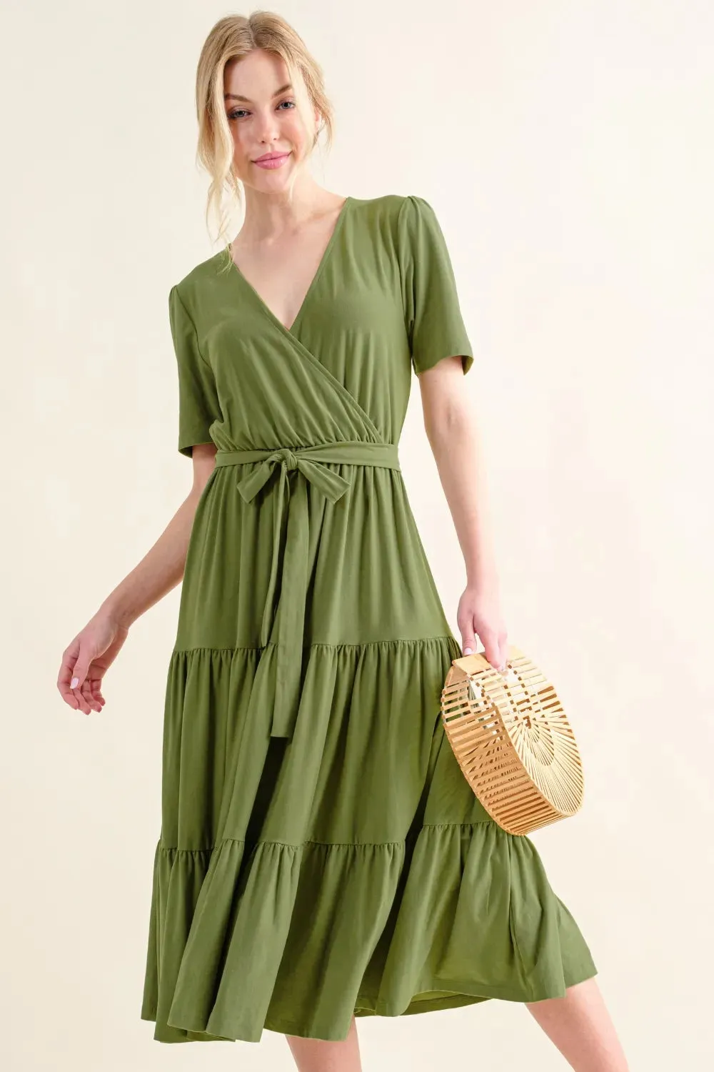 And The Why Soft Short Sleeve Tiered Midi Dress sold by Gigi Laurent product image thumbnail 5