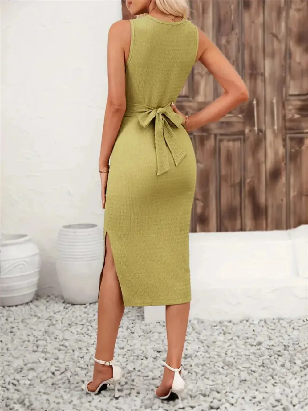 Back Tie Sleeveless Slit Midi Dress sold by Gigi Laurent product image thumbnail 2