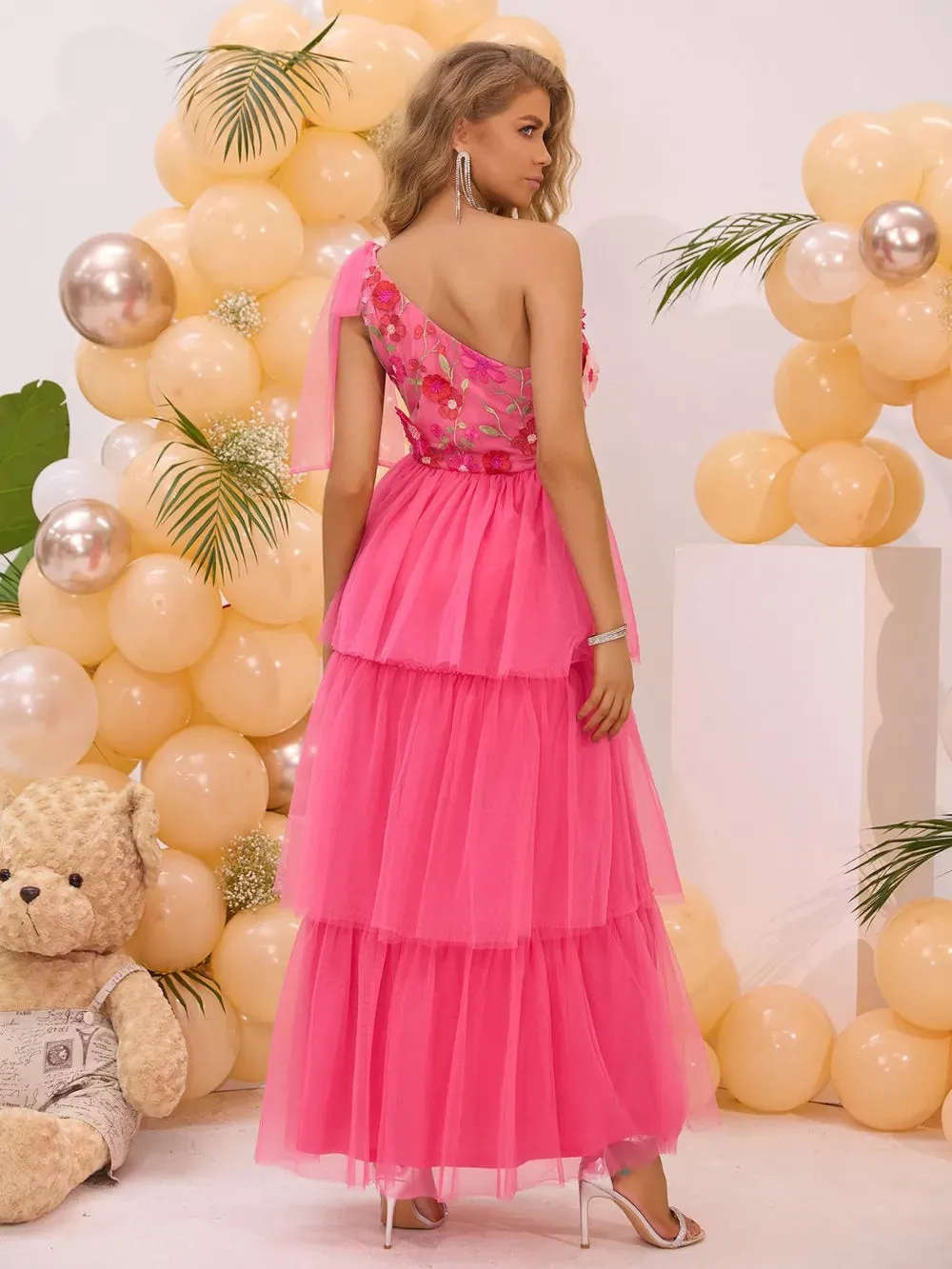 Embroidered Layered Single Shoulder Midi Dress sold by Gigi Laurent product image thumbnail 2