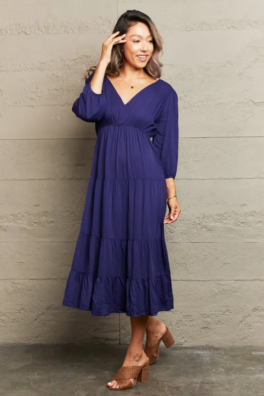 Perfee Tied Backless Tiered Midi Dress sold by Gigi Laurent