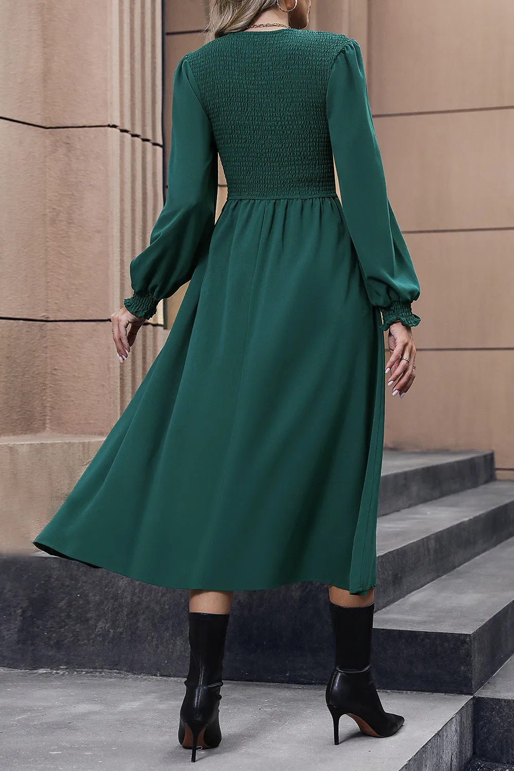 Perfee Smocked Long Sleeve Midi Dress sold by Gigi Laurent product image thumbnail 2