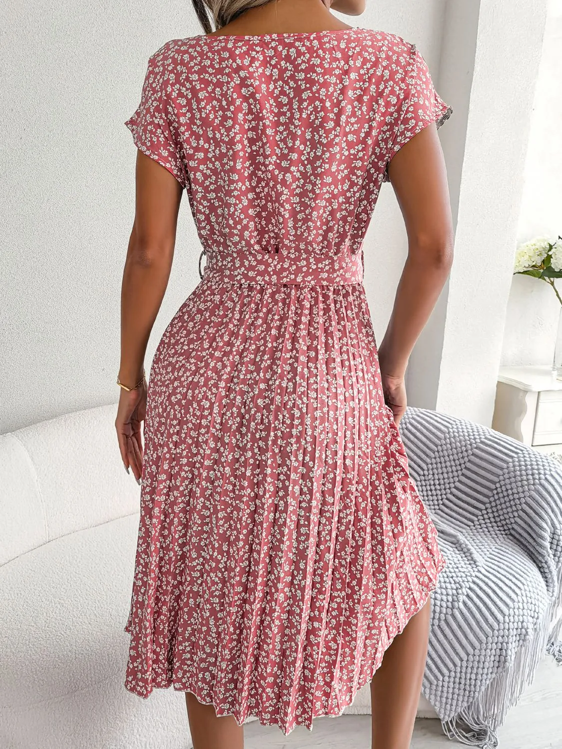 Ditsy Floral Pleated Belted Dress sold by Gigi Laurent product image thumbnail 2