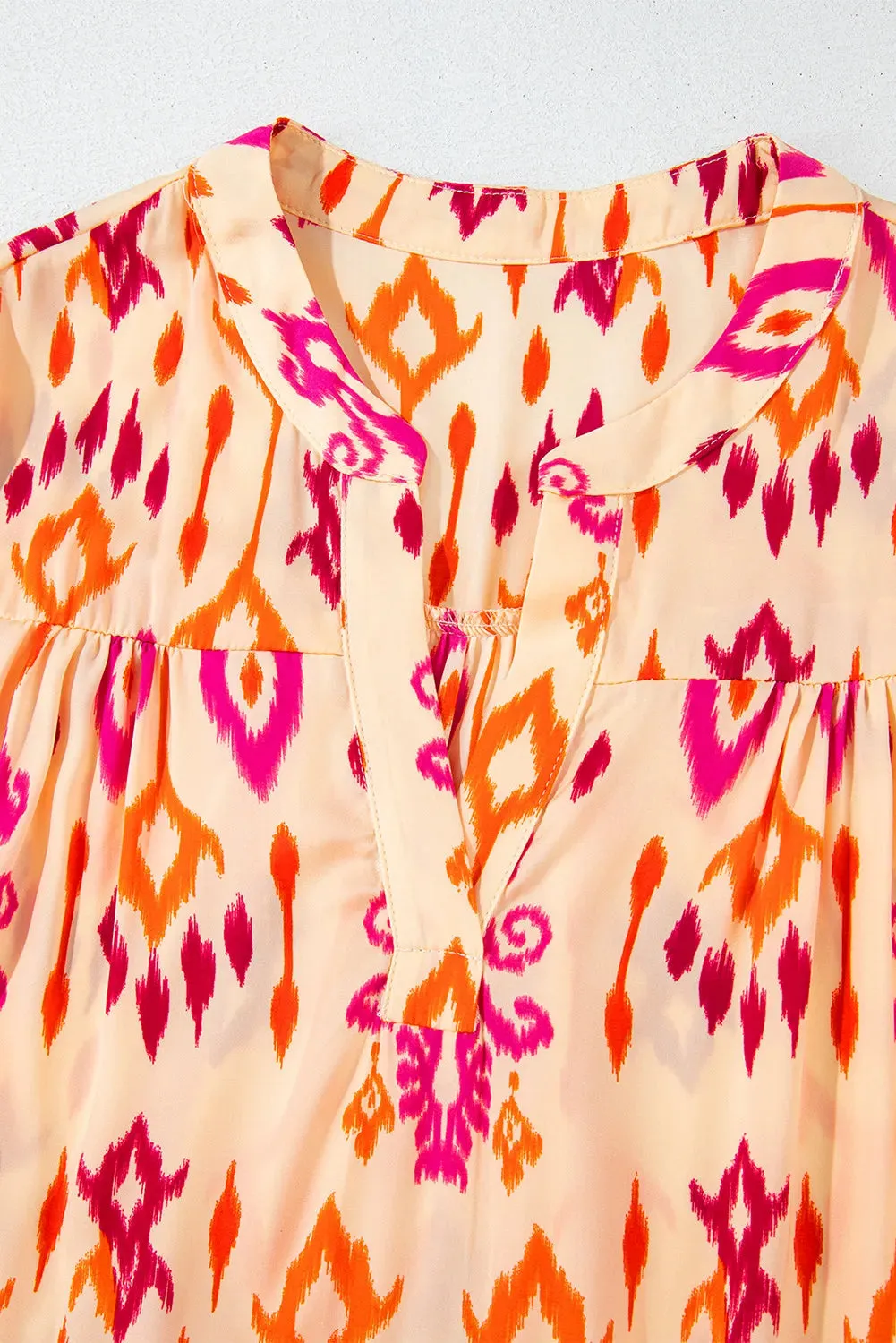 Tiered Printed Notched Long Sleeve Midi Dress sold by Gigi Laurent product image thumbnail 4