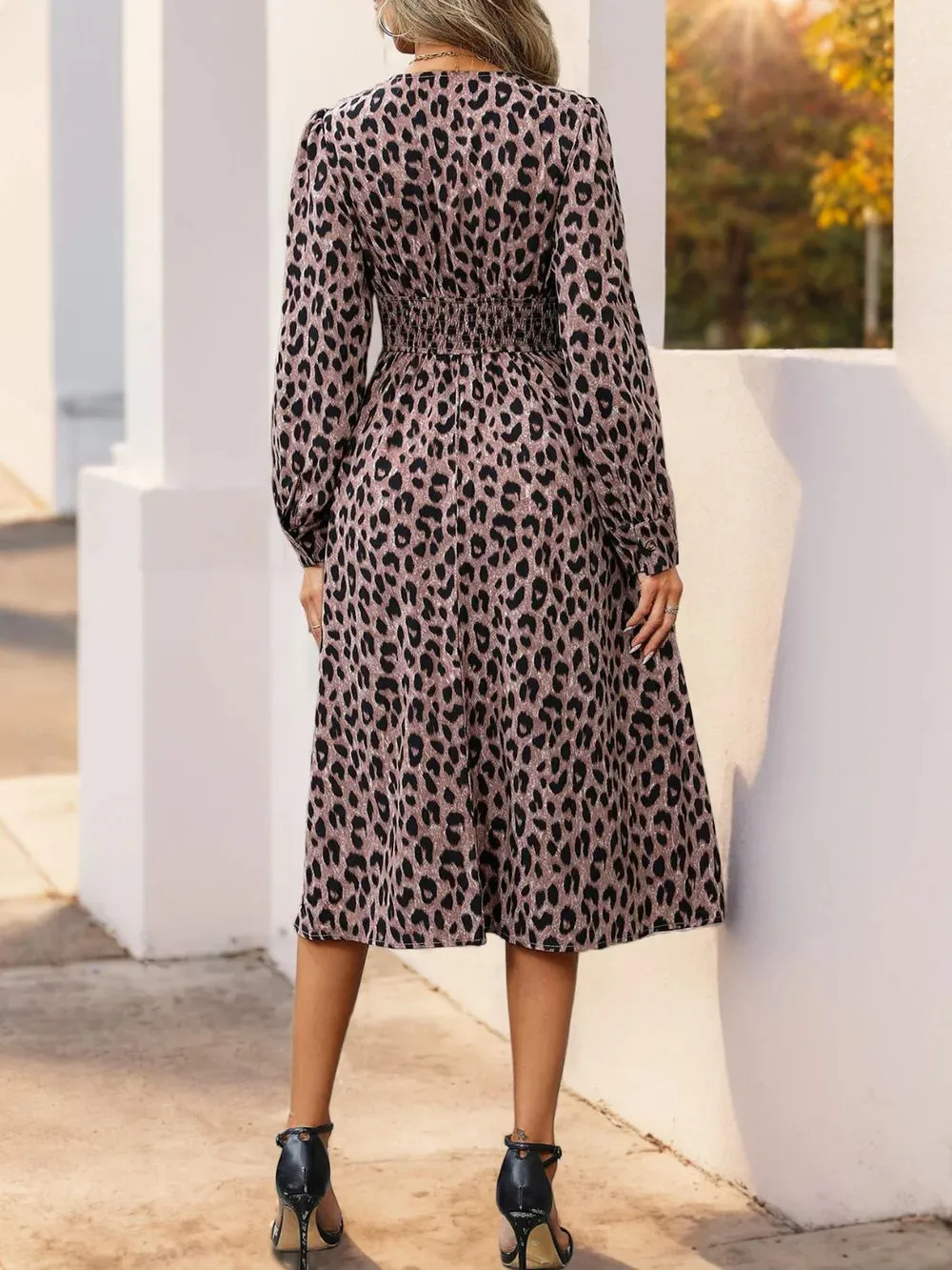 Perfee Leopard Surplice Long Sleeve Midi Dress sold by Gigi Laurent product image thumbnail 2