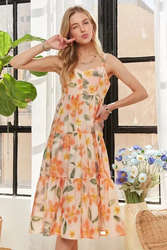 ADORA Smocked Back Floral Adjustable Strap Midi Dress sold by Gigi Laurent product image thumbnail 3