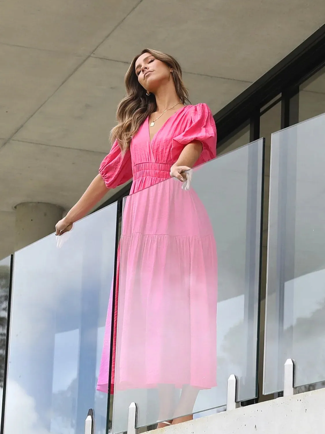 Surplice Half Puff Sleeve Midi Dress sold by Gigi Laurent product image thumbnail 4