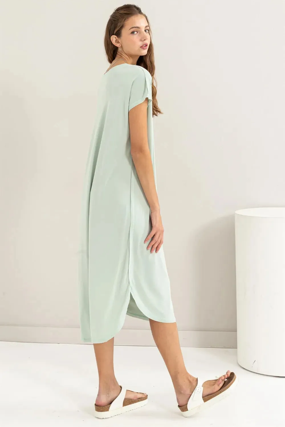 HYFVE Short Sleeve High-Low Slit Midi Dress sold by Gigi Laurent product image thumbnail 3