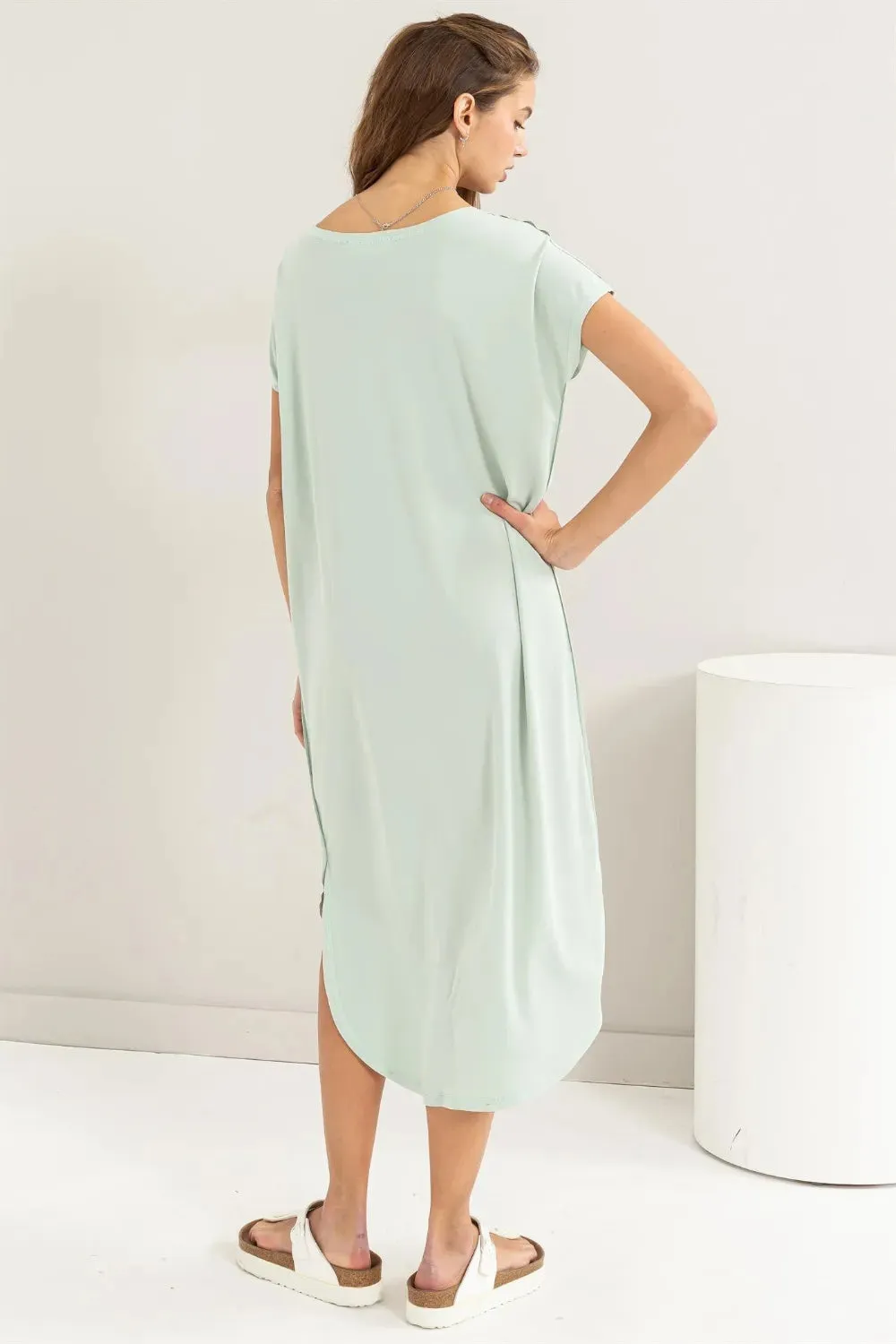 HYFVE Short Sleeve High-Low Slit Midi Dress sold by Gigi Laurent product image thumbnail 2