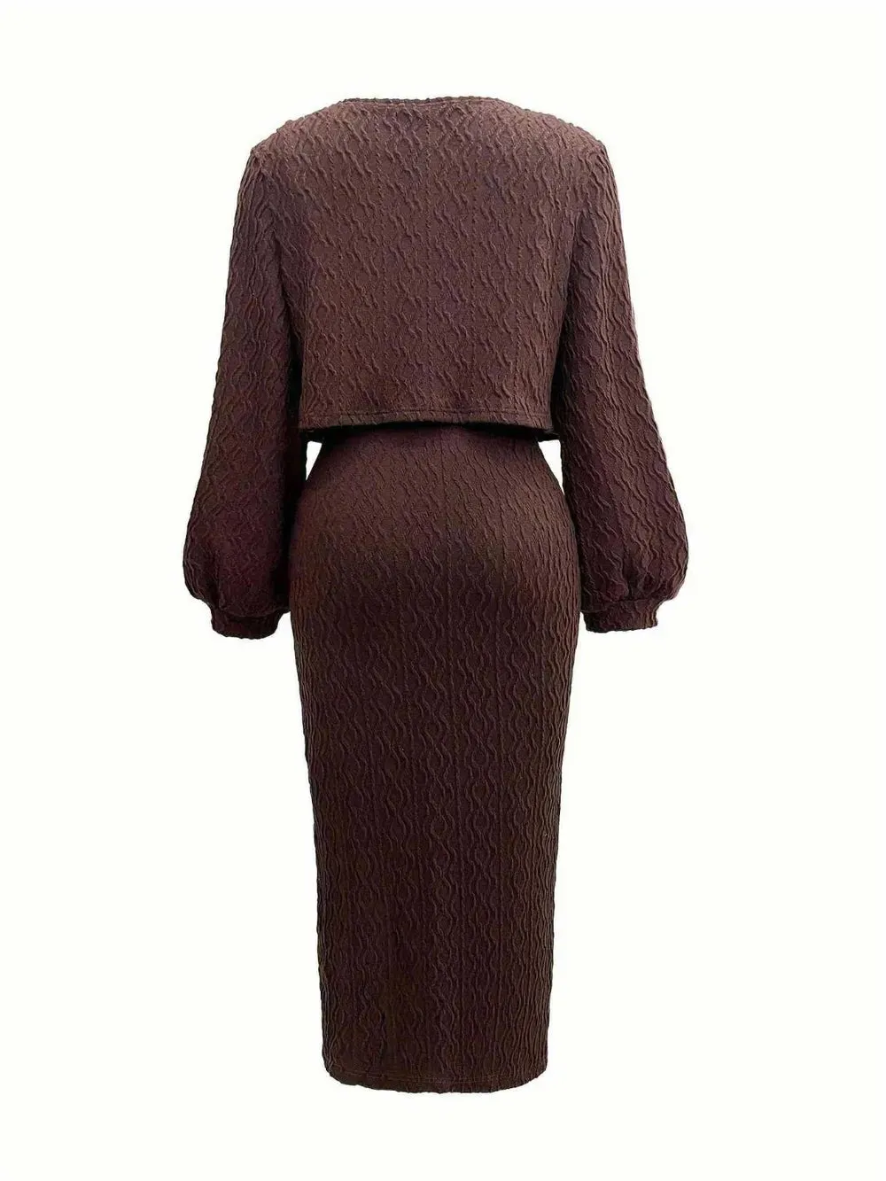 Open Front Long Sleeve Cardigan and Side Slit Cami Dress Set sold by Gigi Laurent product image thumbnail 5