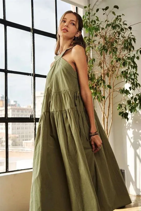 ADORA Crisscross Wide Strap Drawstring Detail Midi Dress sold by Gigi Laurent product image thumbnail 5