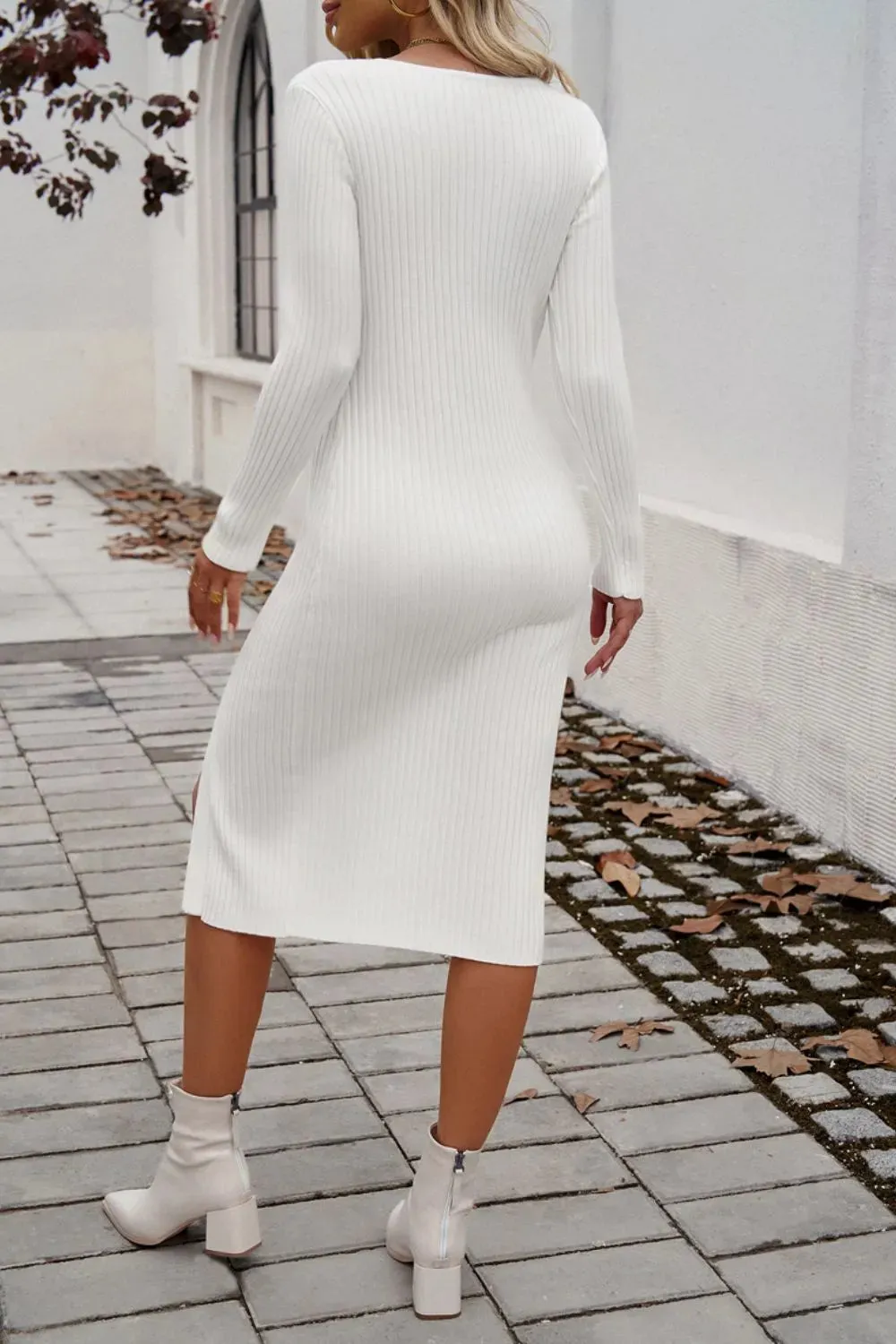 Devine Slit V-Neck Long Sleeve Midi Dress sold by Gigi Laurent product image thumbnail 2