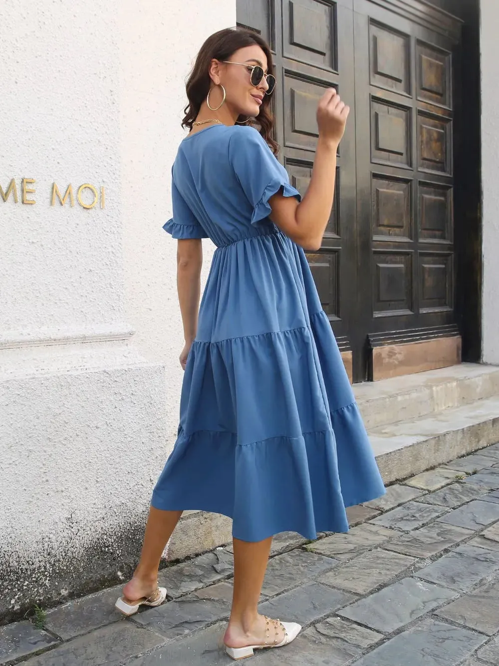 V-Neck Short Sleeve Midi Dress sold by Gigi Laurent product image thumbnail 2