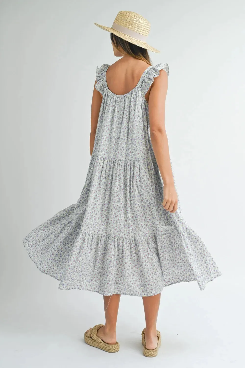 MABLE Floral Ruffle Shoulder Tiered Midi Dress sold by Gigi Laurent product image thumbnail 2
