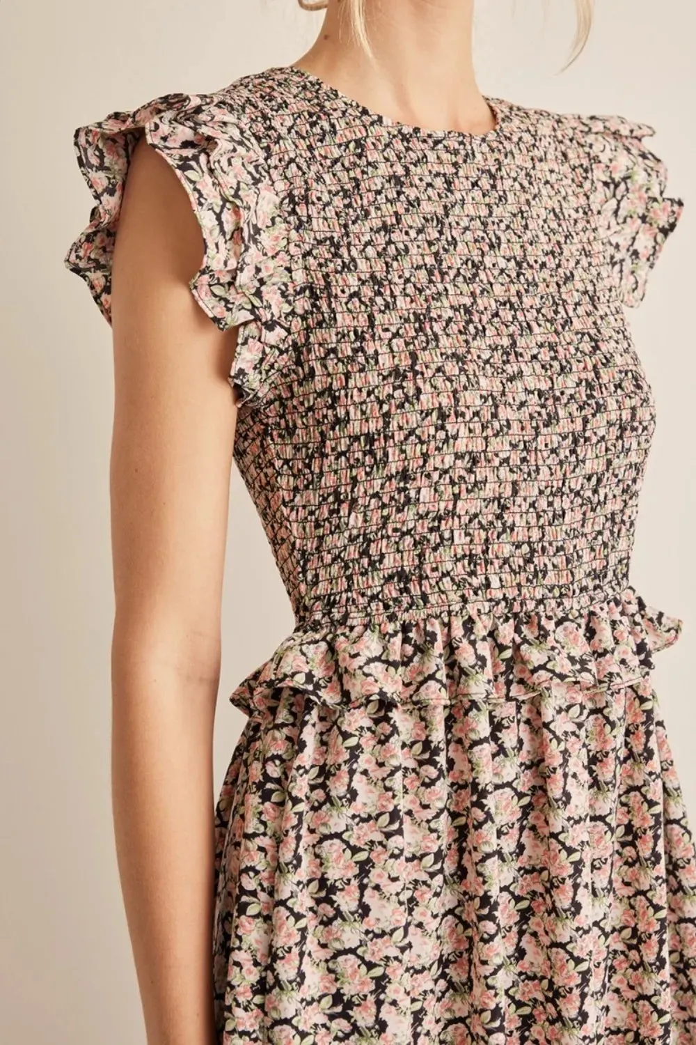 In February Floral Smocked Ruffled Midi Dress sold by Gigi Laurent product image thumbnail 5