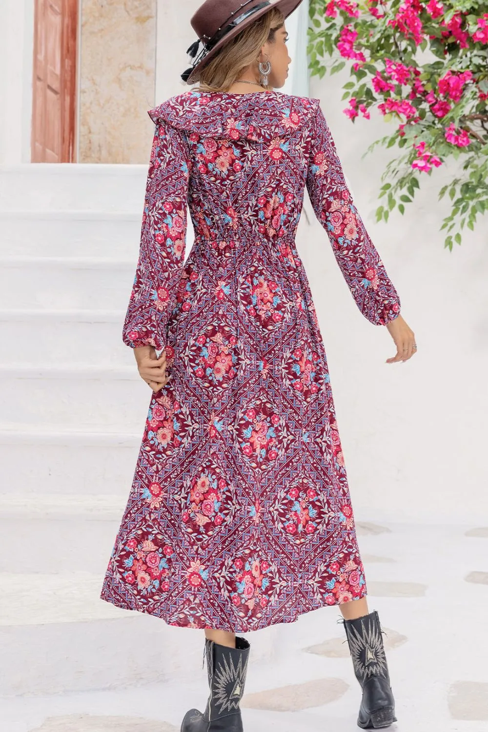 Printed Long Sleeve Slit Midi Dress sold by Gigi Laurent product image thumbnail 2