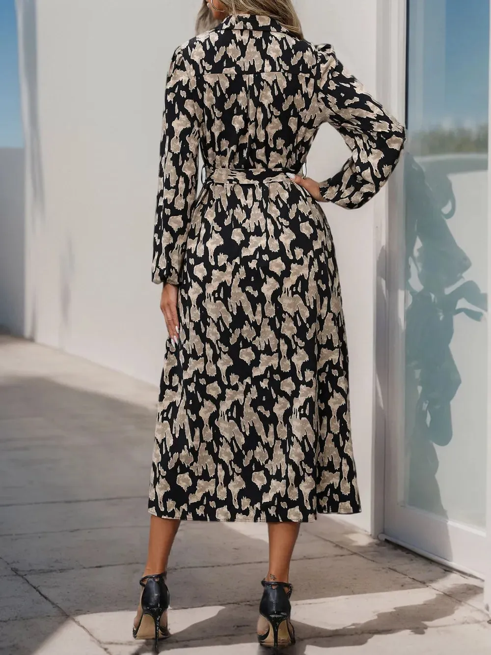 Perfee Printed Long Sleeve Midi Dress sold by Gigi Laurent product image thumbnail 3