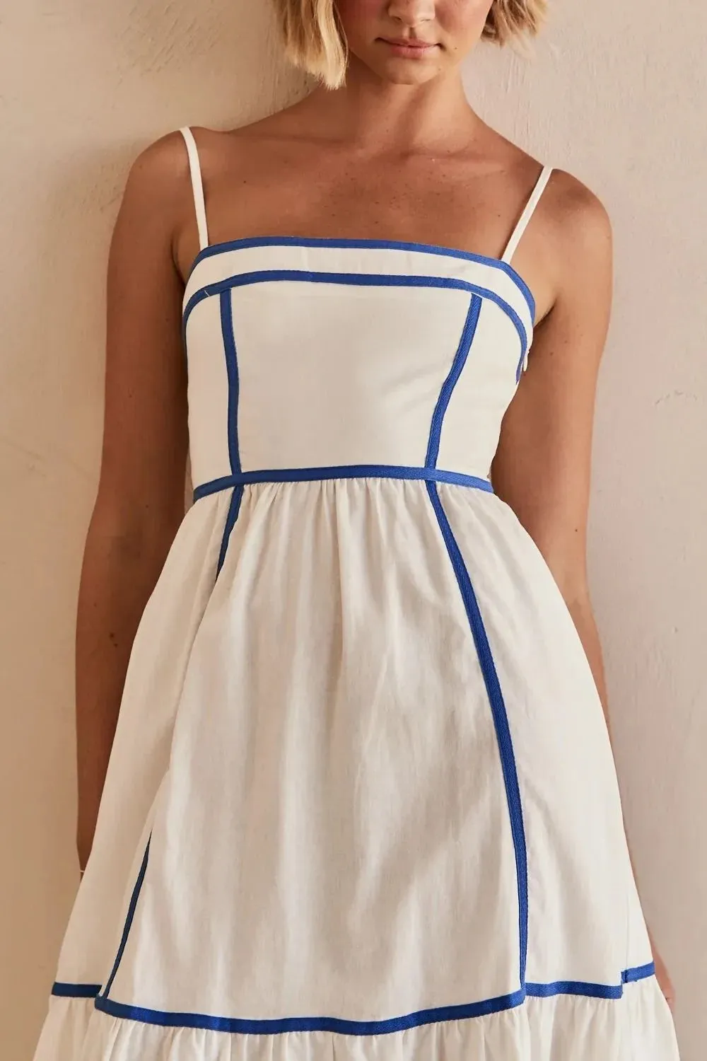Contrast Trim Square Neck Midi Cami Dress sold by Gigi Laurent product image thumbnail 2