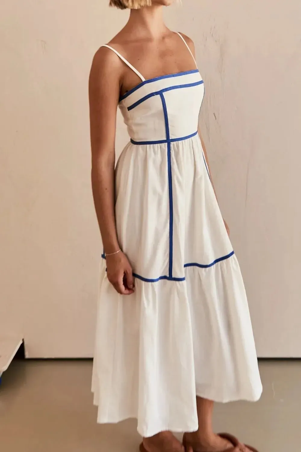 Contrast Trim Square Neck Midi Cami Dress sold by Gigi Laurent product image thumbnail 3